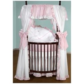 Darling Drapes Round Crib Bedding Set - color: pink gingham