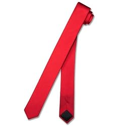 SILK Narrow NeckTie EXTRA Skinny RED Thin Men's 1.5" Neck Tie
