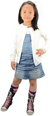 girl long sleeve round neck diamond open cardigan (6, white)