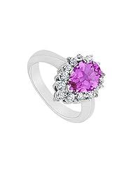 Amethyst and Diamond Ring 14K White Gold - 1.50 CT TGW