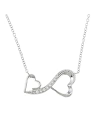 Sterling Silver 16" + 2" Extension Double Heart Infinity CZ Necklace