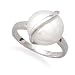 14K White Gold Wrapped Cultured Freshwater Coin Pearl Ring with Wood Box