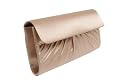 Dusky pink small satin and crepe clutch bag handbag designed by Olga Berg