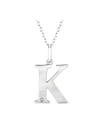 Sterling silver 0.01ct TDW Diamond Initial K Necklace (H-I, I2)