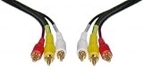 Stereo / VCR RCA Cable, 2 RCA (Audio) + RCA RG59 Video Gold Plated, 50 ft
