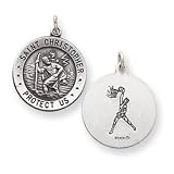 Sterling Silver St. Christopher Medal, Basketball