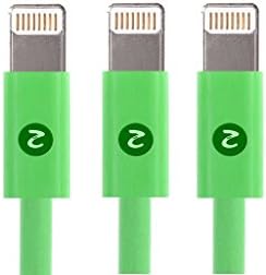 Zenotech 3 x PCS Cable Data Charging 3 Ft iOS 8 Lightning cable for iPhone 6, 6 plus, 5, 5S, 5C iPad Lightning USB Charger Cable Data Sync 1 meter - iOS 8 Compatible LM Green