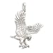 Landing Eagle Pendant Charm Oxidized Sterling Silver
