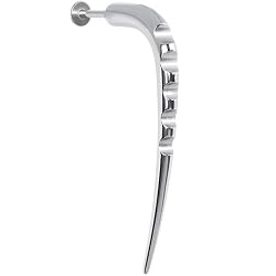 14 Gauge Stainless Steel Carved Hook Labret - 3/8 Inches