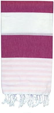 Softest 100% Turkish Towel ~ Pestemal ~ 69"x39" ~ for Bath Beach Sauna Yoga Baby~Woven in Turkey~Super Absorbent and Soft (Pink and Light Pink)