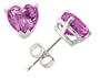 All-Natural Genuine 4 mm, Heart Shape Pink Sapphire earrings set in Platinum