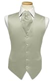 Tuxedo Vest - Solid Satin with Matching Pin Ascot, Ivory