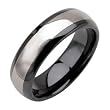 Black Ceramic Tungsten Inlay Dome Ring