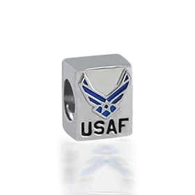Bling Jewelry 925 Sterling Silver USAF US Air Force Bead fits Pandora, Biagi, Troll
