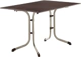Sieger 1160-60 Boulevard-Tisch mit Puroplan-Platte 120 x 80 cm, Stahlrohrgestell champagner, Tischplatte Schieferdekor, mocca