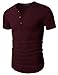 Doublju Mens Fashion Henley Short Sleeve Slim Fit Shirts