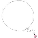 Sterling Silver Pink Glass Disco Ball Anklet