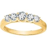 14K White Gold Created Moissanite Anniversary Band Ring