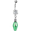 Green Holiday Light Double Gem Belly Ring