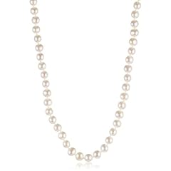 Bella Donna Damen Perlenkette 585/000 Gelb-Gold 45cm S��wasserzucht-Perlen wei� 6,0 - 6,5mm 900561