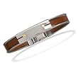 7.5" Stainless Steel and Leather Men's Bracelet with 18 Karat Gold Accents 7.5" Stainless Steel and Leather Men's Bracelet with 18 Karat Gold Accents