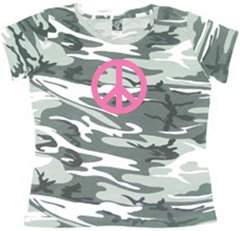 Urban Woodland Women’s Camouflage T-Shirt – Pink Peace Code V