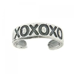 X O Hugs & Kisses Ladies Adjustable Toe Ring in Sterling Silver