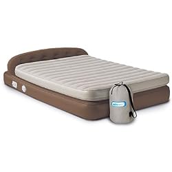 AeroBed Hi Rise Premium Queen Headboard Airbed with Enhanced Durability, 18" High, Built-in pump, Carry Bag