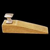Door Stops Natural Hardwood, Natural Finish Door Wedge Satin Nickel finish Knob