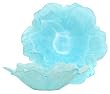 Colorful Art Glass Flower Shaped Aqua Blue Bowl 8"D, 2.5"H Set of Two