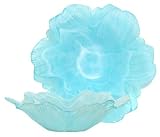 Colorful Art Glass Flower Shaped Aqua Blue Bowl 8"D, 2.5"H Set of Two
