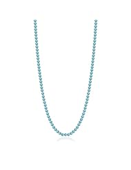 14K White Gold Blue CZ Line Necklace