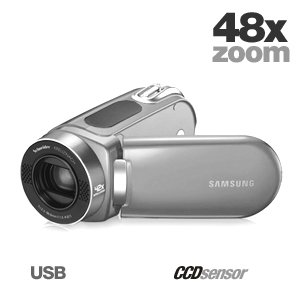 image Deals  Samsung SMX-F34 Flash Memory Camcorder w/16GB Memory & 42x Intelli-Zoom (Silver)