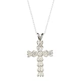 Sterling Silver Cubic Zirconia Cross Pendant Necklace