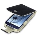 Samsung Galaxy S3 i9300 Genuine Leather Flip Case Cover Pouch Holster Black and Cream Terrapin From The Keep Talking Shop Samsung Galaxy S3 i9300 Accessories