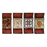 European Floral Metal Wall Art Decor Set of 4 Panel Sculpture Each 19h, 10w