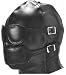 Leather Mask Hood with Blinders, Ball Gag, Mouth & Mouth Cover