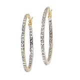 Gold Plated Sterling Silver 0.01 ct. Diamond Hinged Hoop Earrings