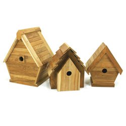 70153 3pc Westminster Teak Wood Bird House Set