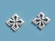 Sterling Silver Earrings - Rhodium Plated Cross - 8 mm