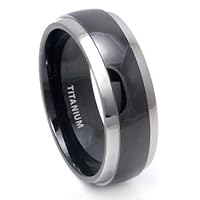 Black Titanium Wedding Band Ring with Grey Titanium Edge Sz 10.5 SN#d030