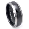 Black Titanium Wedding Band with Grey Titanium Edge