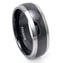 Black Titanium Wedding Band Ring with Grey Titanium Edge 7-15