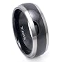 Black Titanium Wedding Band Ring with Grey Titanium Edge 7-15