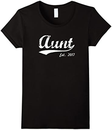 Women's  New Aunt T-Shirt - Aunt Est. 2017 - Aunt To Be T-Shirt Large Black