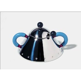 ALessi Michael Graves Suger Bowl and Spoon ...Blue Handle