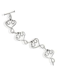 Oxidized Heart Link Bracelet (7 - 8 Inch)