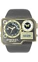 Diesel Men's Analog and Digital Gold-Tone Stainless Steel and Black Leather Watch #DZ7102