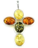 Multi Amber Oval Cross Pendant
