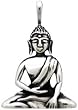 Meditating Buddha Amulet Pewter Pendant Necklace